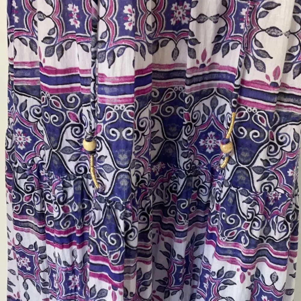 True Destinations 100% Cotton Boho pink and Purple Pattern Maxi Dress Size Large - Picture 5 of 9